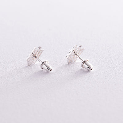 Silver Stud Earrings "Coat of arms of Ukraine - Trident"