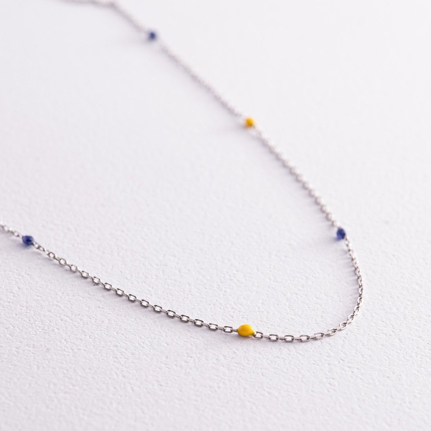 Silver Necklace (blue and yellow enamel)