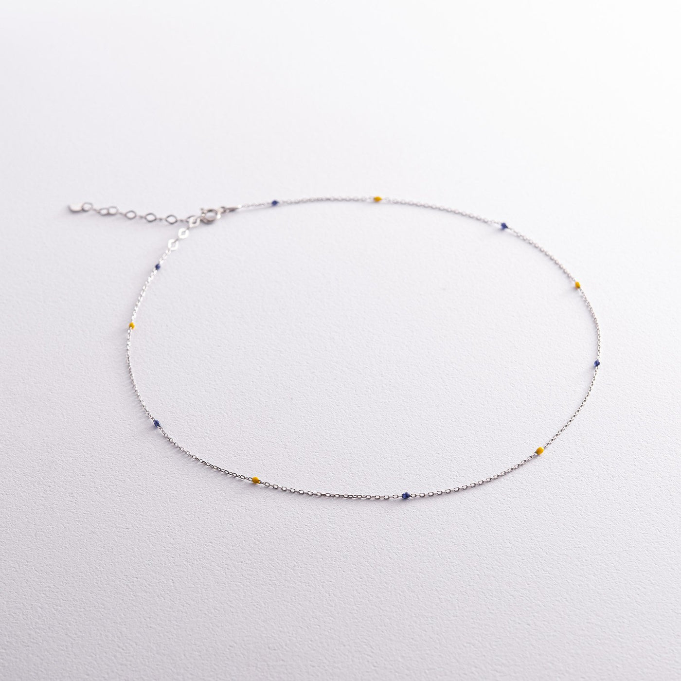 Silver Necklace (blue and yellow enamel)