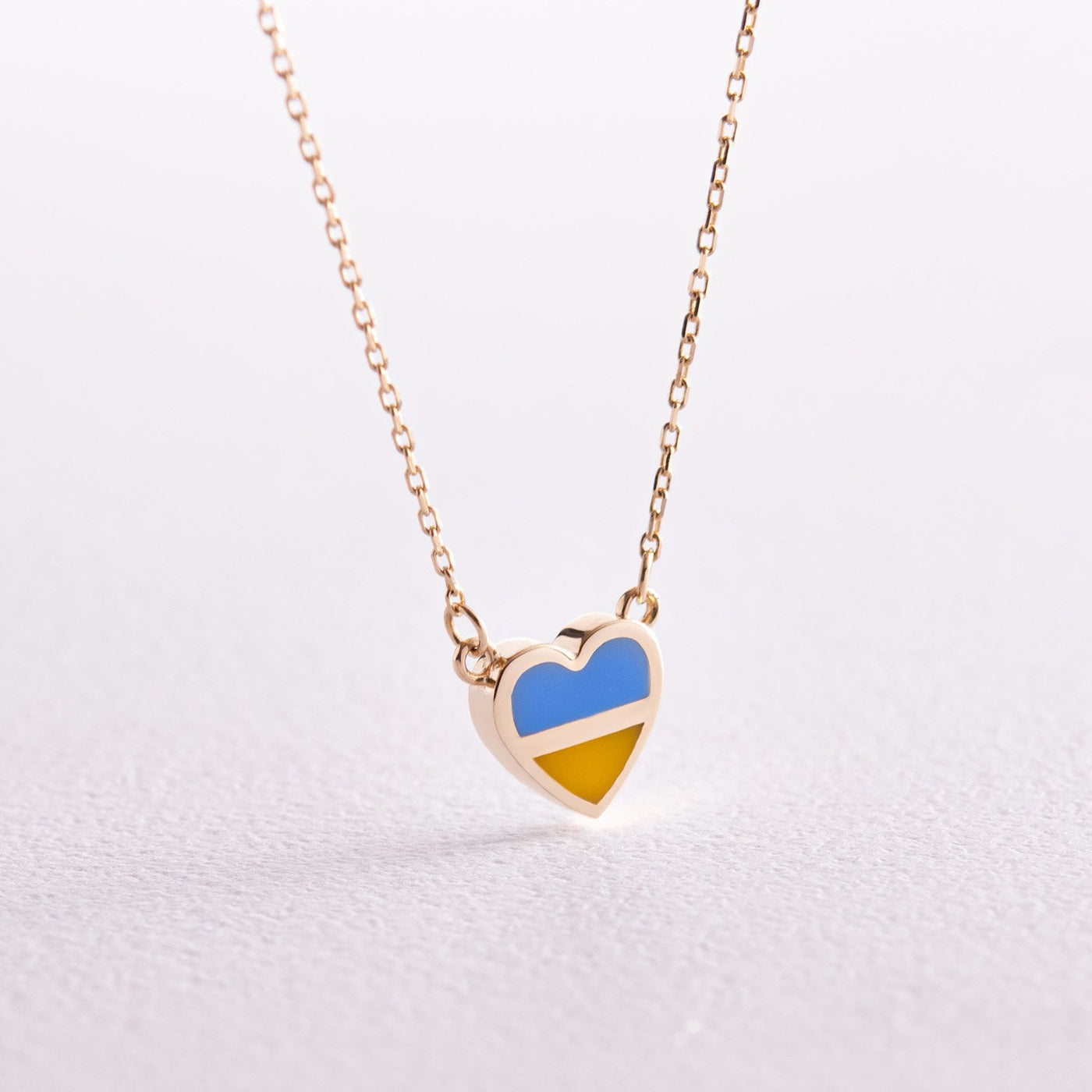 Gold Necklace "With Ukraine in the heart" (blue and yellow enamel)