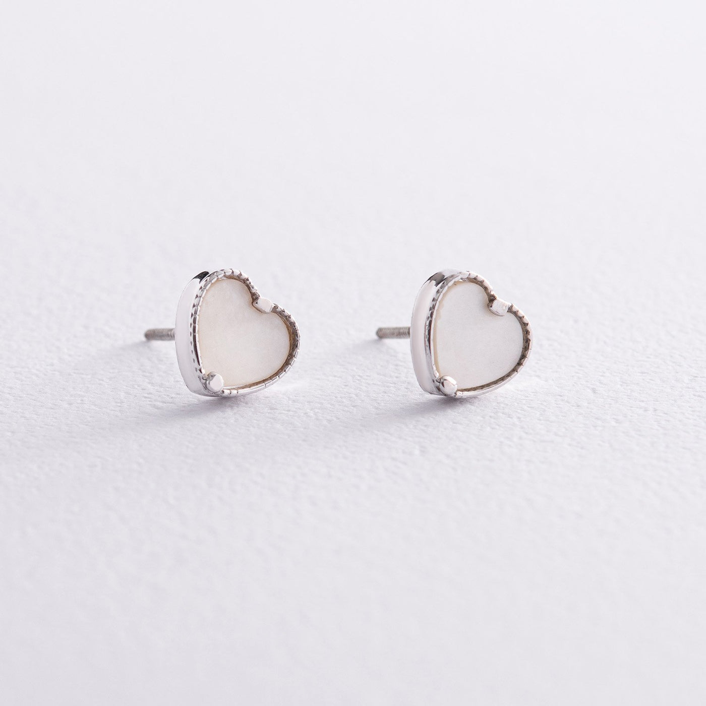 Silver earrings Hearts (mother of pearl)