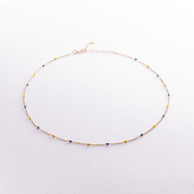 Gold Necklace "Ukrainian" (blue and yellow enamel)