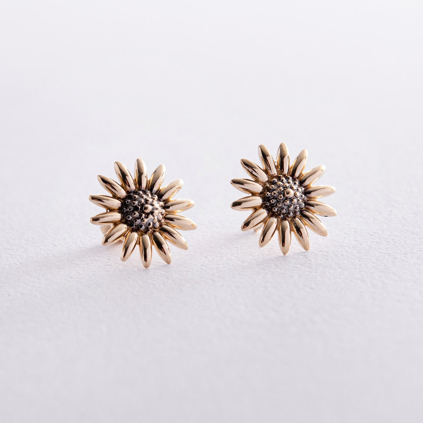 Gold Sunflowers Stud Earrings