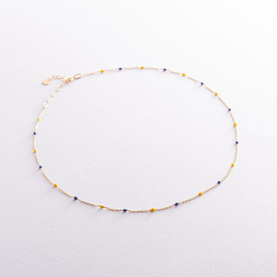 Gold Necklace (blue and yellow enamel)