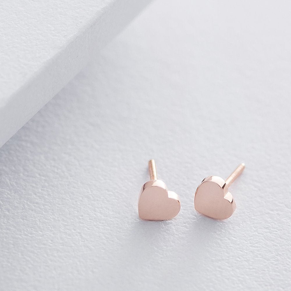 Gold Heart Stud Earrings