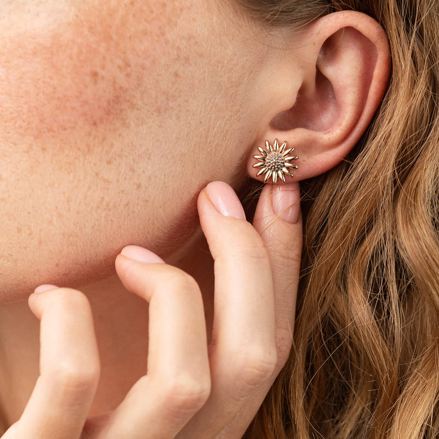 Gold Sunflowers Stud Earrings