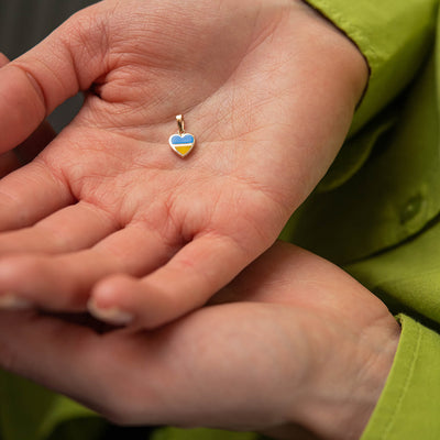 Gold Pendant "With Ukraine in the heart" (blue and yellow enamel)