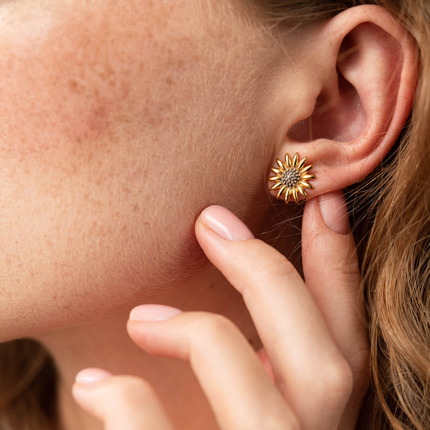 Silver Sunflowers Stud Earrings