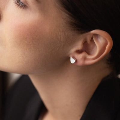 Silver earrings Hearts (mother of pearl)