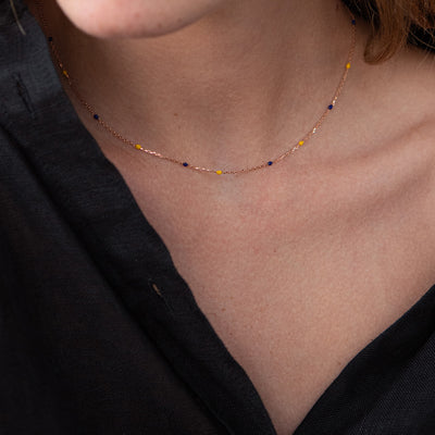 Gold Necklace (blue and yellow enamel)