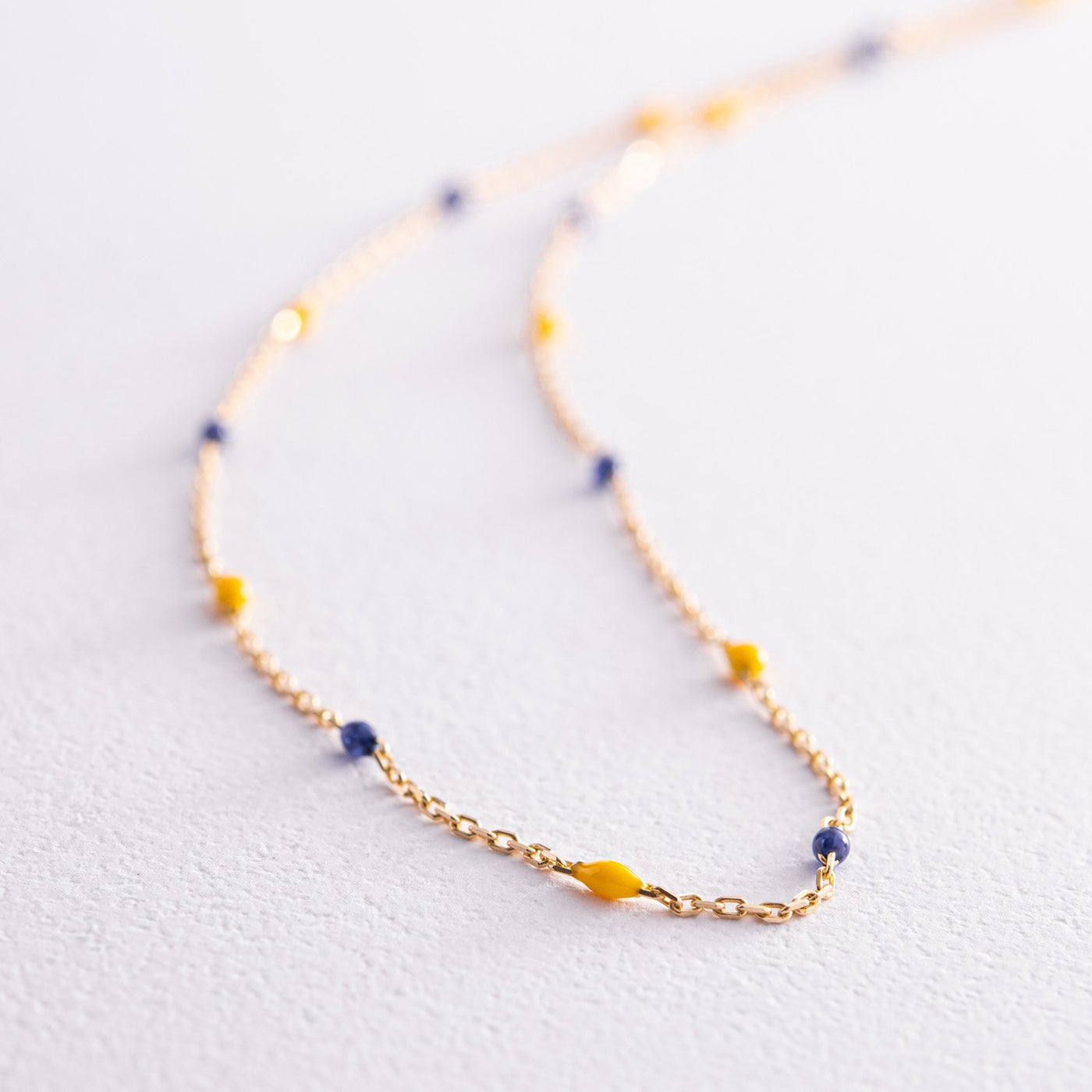 Gold Necklace (blue and yellow enamel)