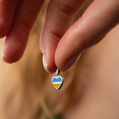 Gold Pendant "With Ukraine in the heart" (blue and yellow enamel)