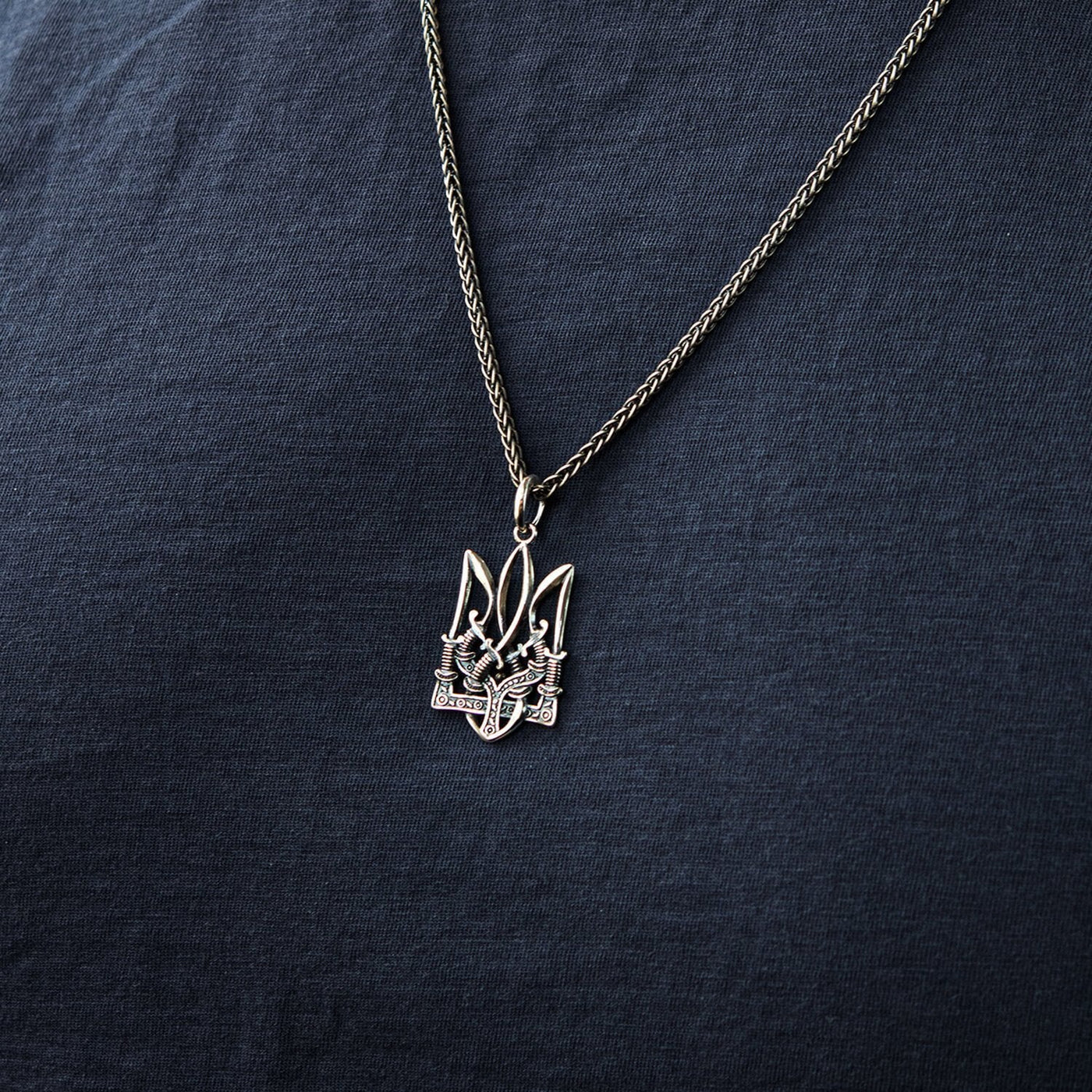 Silver Pendant "Trident with sabers"