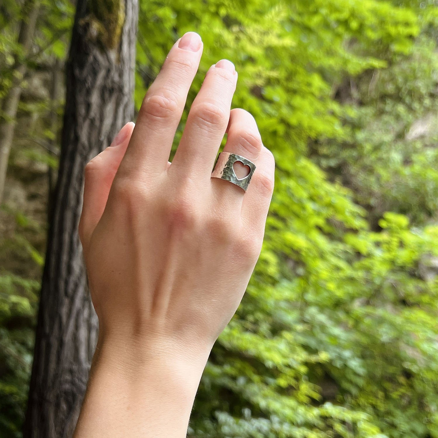 Silver Wide Ring "With Ukraine in my heart"