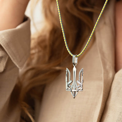 Silver Pendant "Coat of arms of Ukraine - Trident"