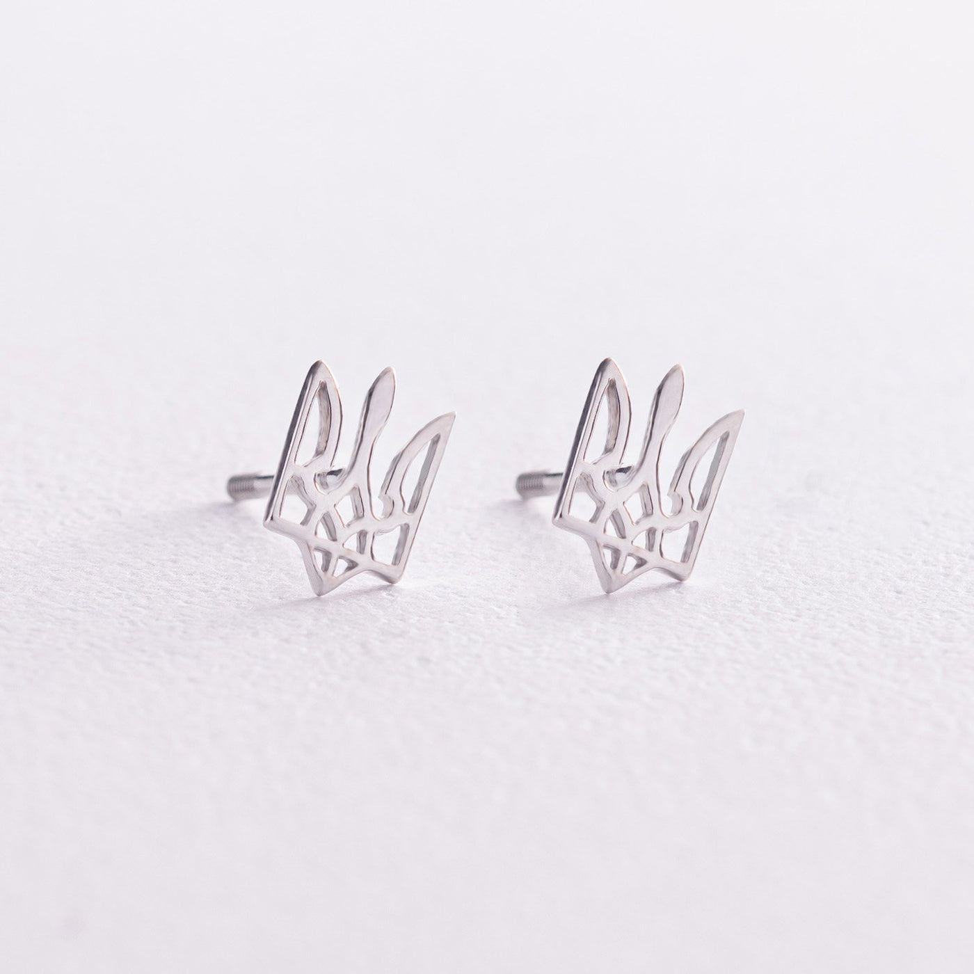 Gold Stud Earrings "Coat of arms of Ukraine - Trident"