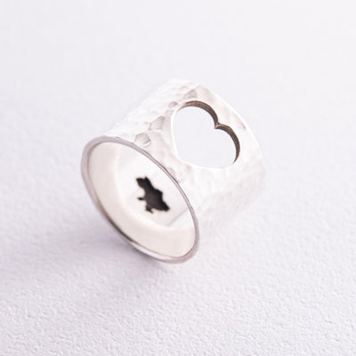 Silver Wide Ring "With Ukraine in my heart"