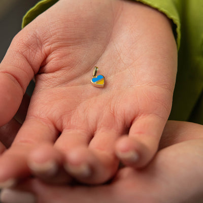 Gold Pendant "With Ukraine in the heart" (blue and yellow enamel)