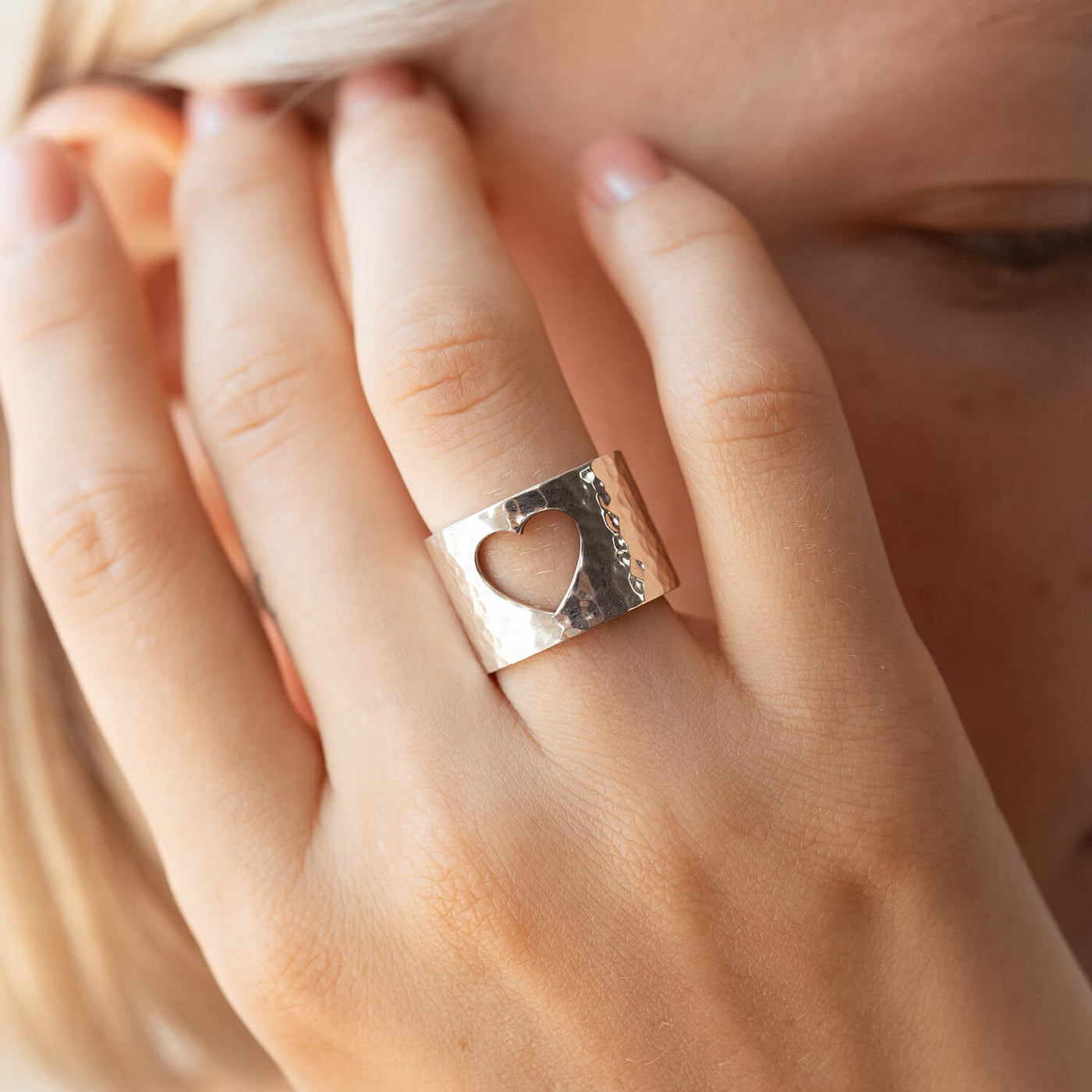 Silver Wide Ring "With Ukraine in my heart"