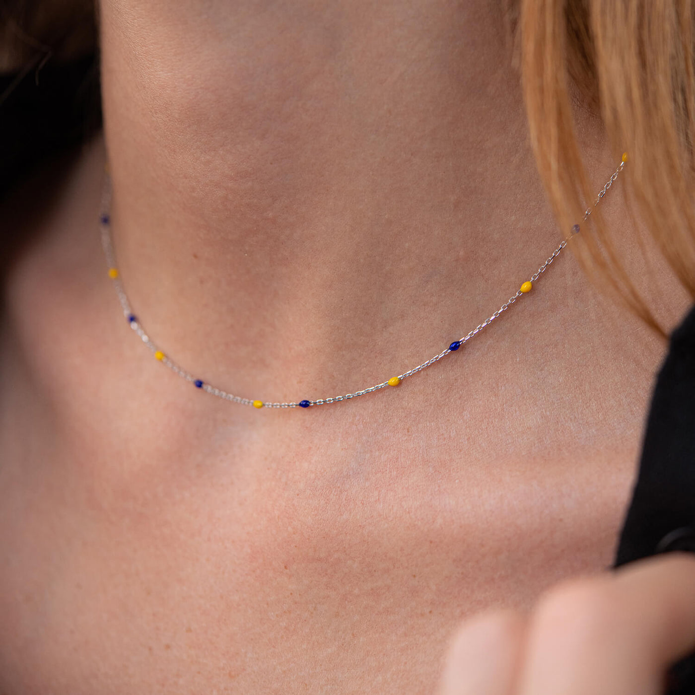 Gold Necklace (blue and yellow enamel)