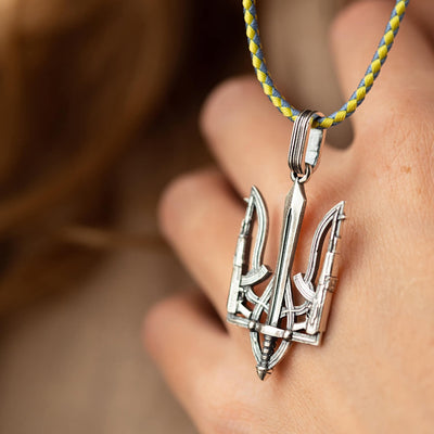 Silver Pendant "Coat of arms of Ukraine - Trident"