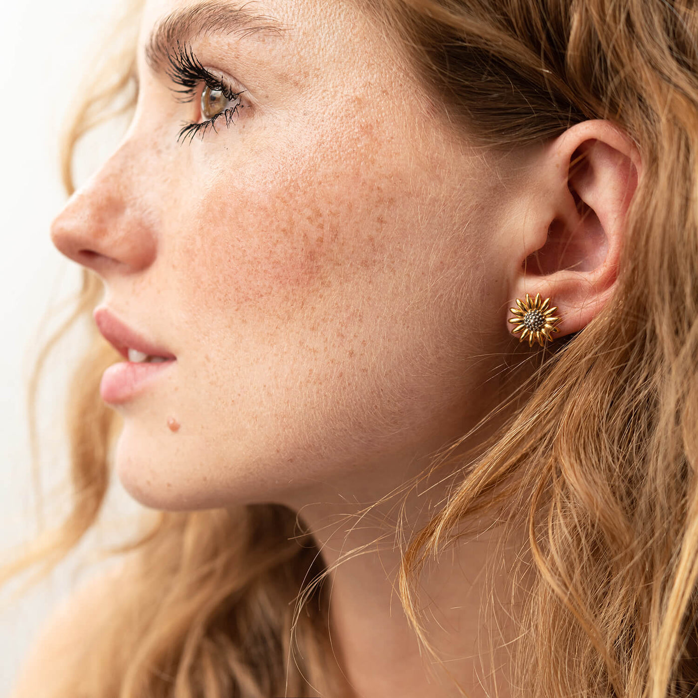 Silver Sunflowers Stud Earrings