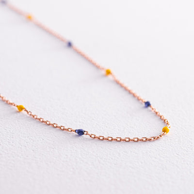 Gold Necklace (blue and yellow enamel)