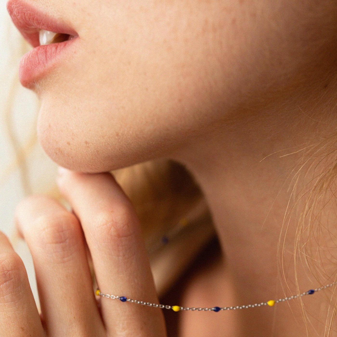 Gold Necklace (blue and yellow enamel)