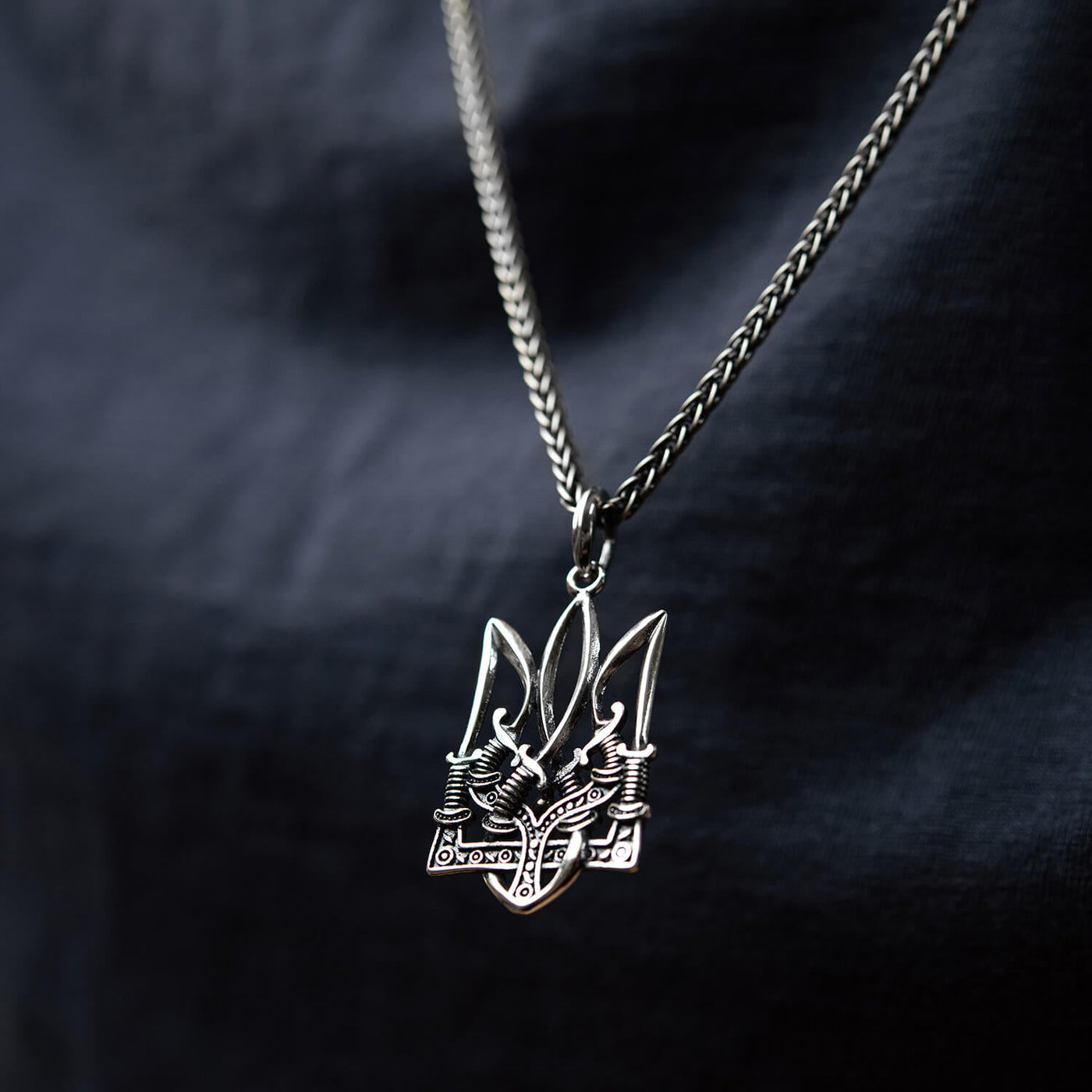 Silver Pendant "Trident with sabers"