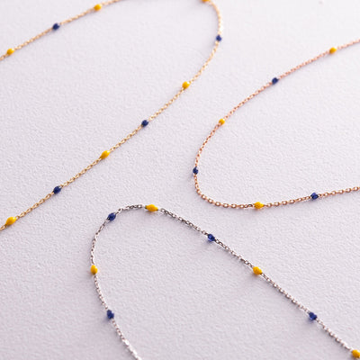 Gold Necklace (blue and yellow enamel)