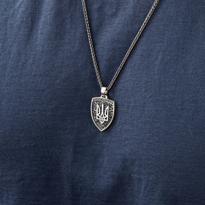 Silver Pendant "Coat of arms of Ukraine - Trident. Ukraine above all"