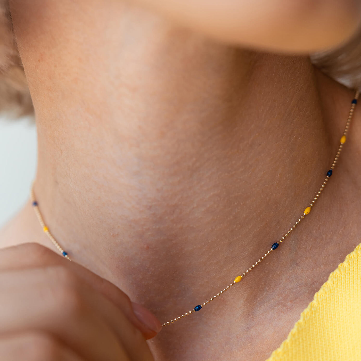 Gold Necklace "Ukrainian" (blue and yellow enamel)