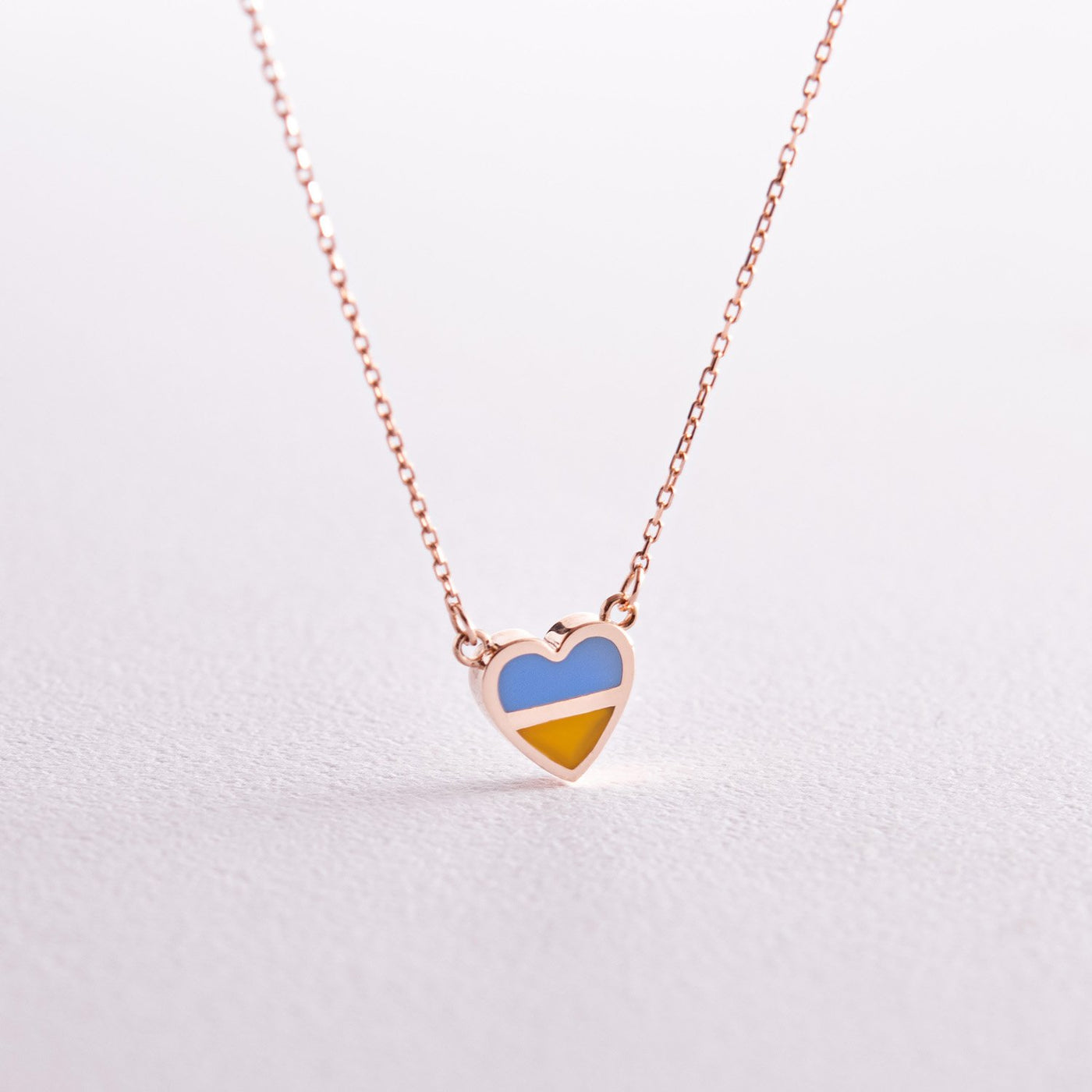 Gold Necklace "With Ukraine in the heart" (blue and yellow enamel)