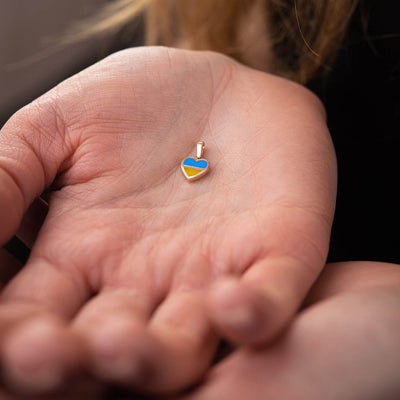 Gold Pendant "With Ukraine in the heart" (blue and yellow enamel)