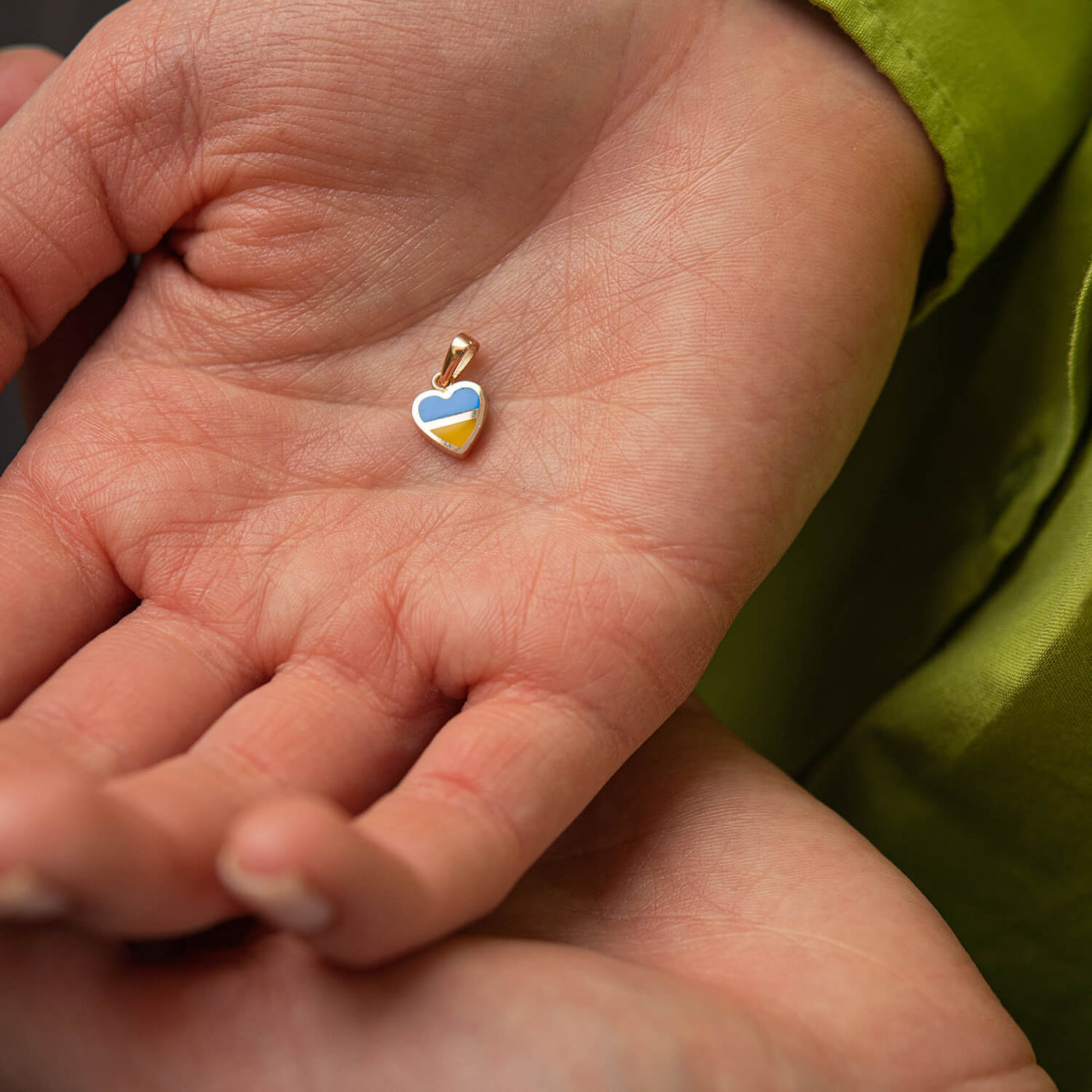 Gold Pendant "With Ukraine in the heart" (blue and yellow enamel)