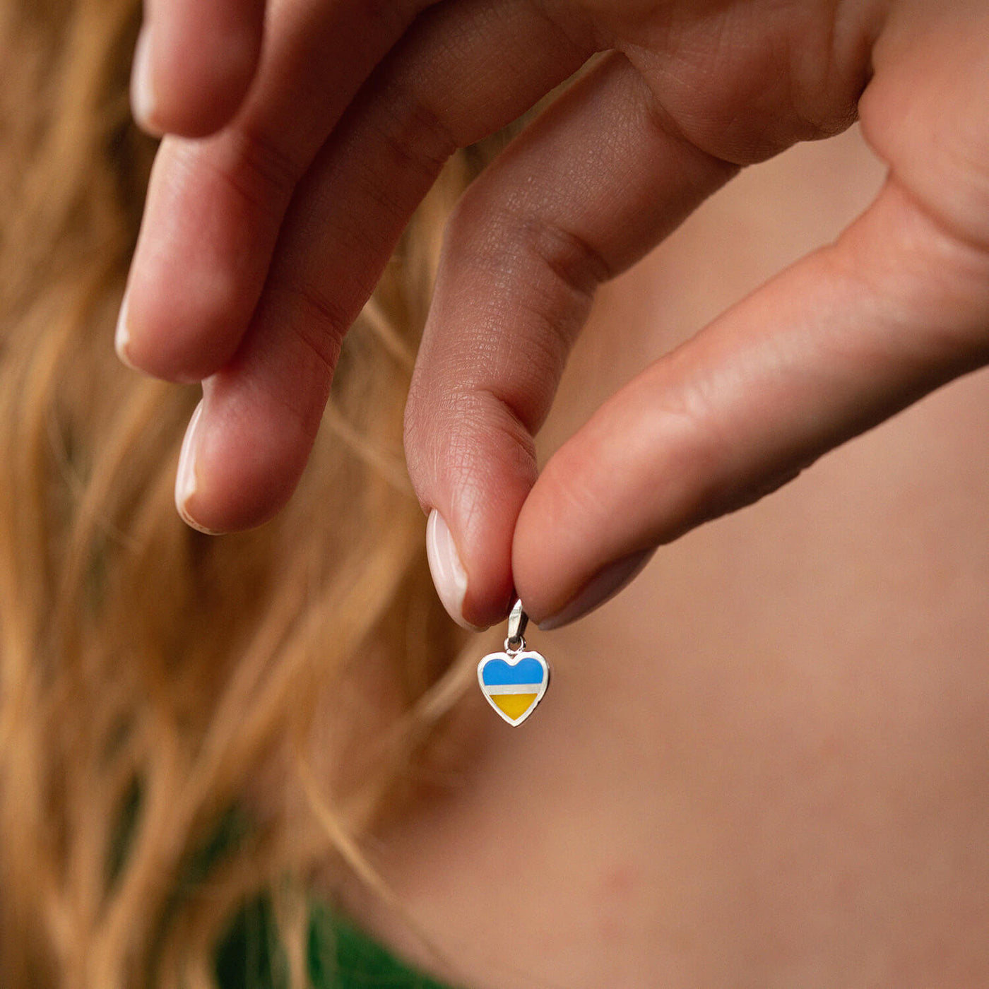 Gold Pendant "With Ukraine in the heart" (blue and yellow enamel)