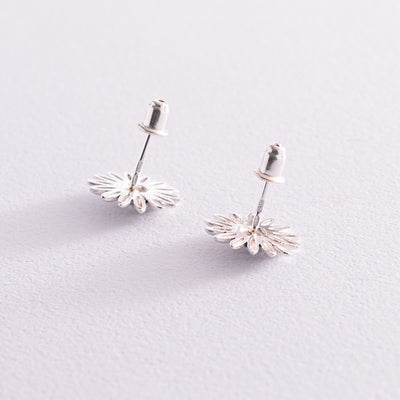 Silver Sunflowers Stud Earrings