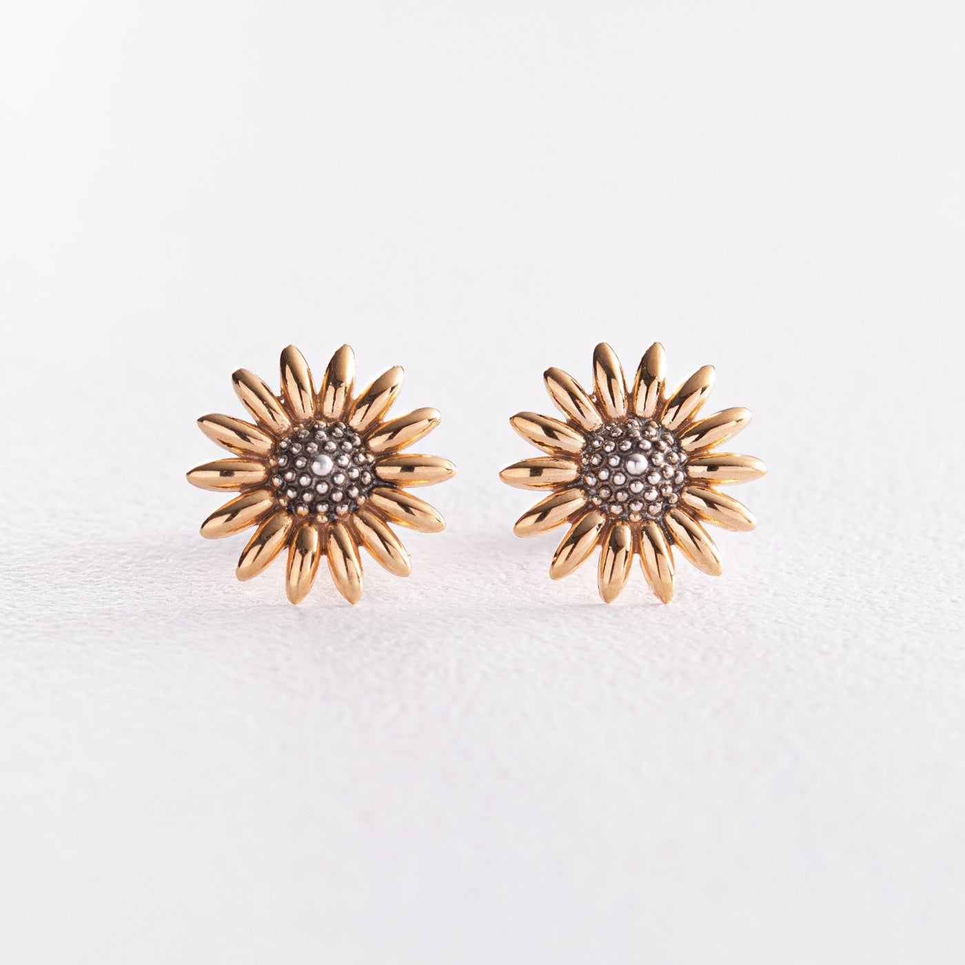 Silver Sunflowers Stud Earrings