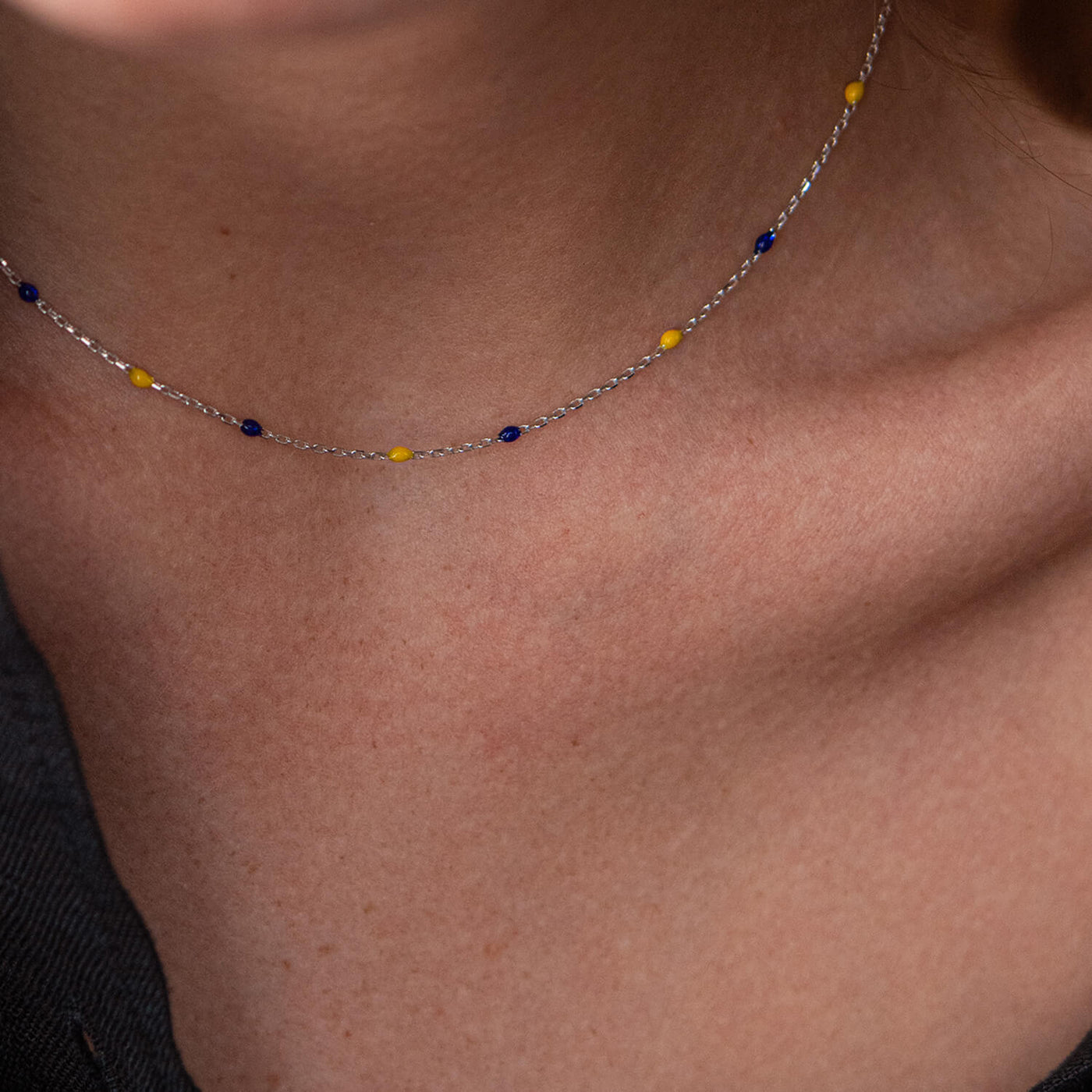 Gold Necklace (blue and yellow enamel)