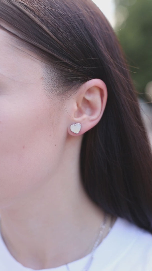 Silver earrings Hearts (mother of pearl)