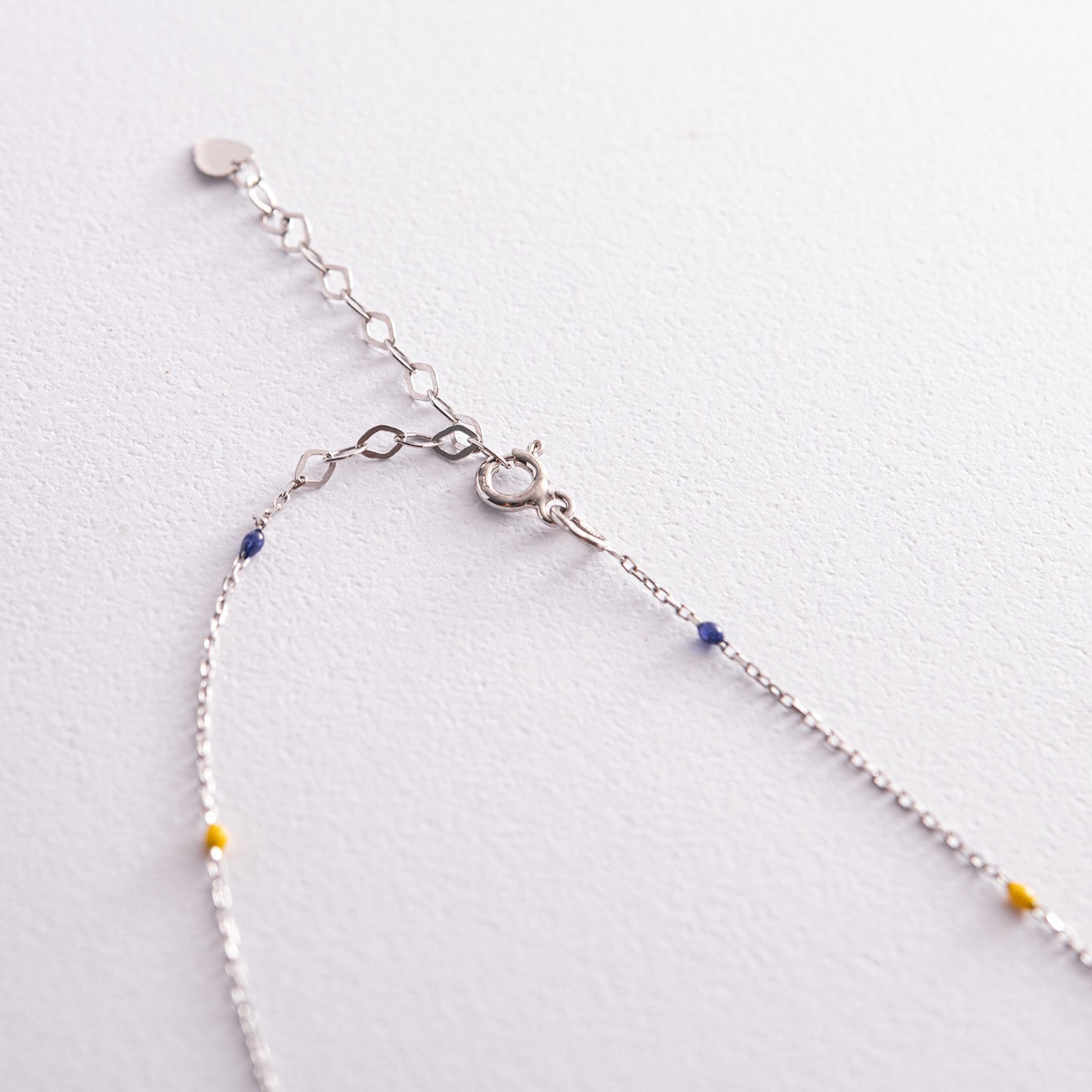 Silver Necklace (blue and yellow enamel)