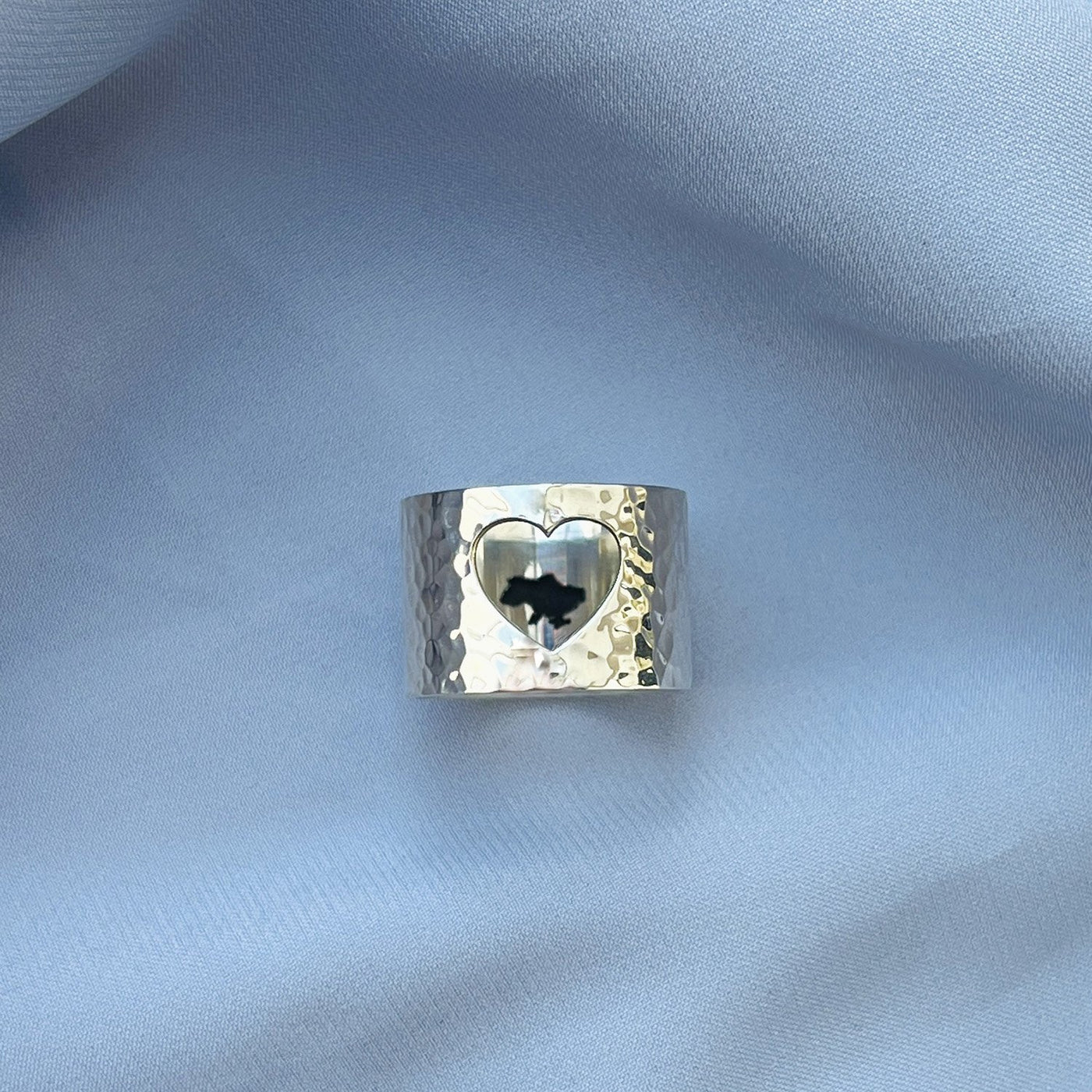 Silver Wide Ring "With Ukraine in my heart"