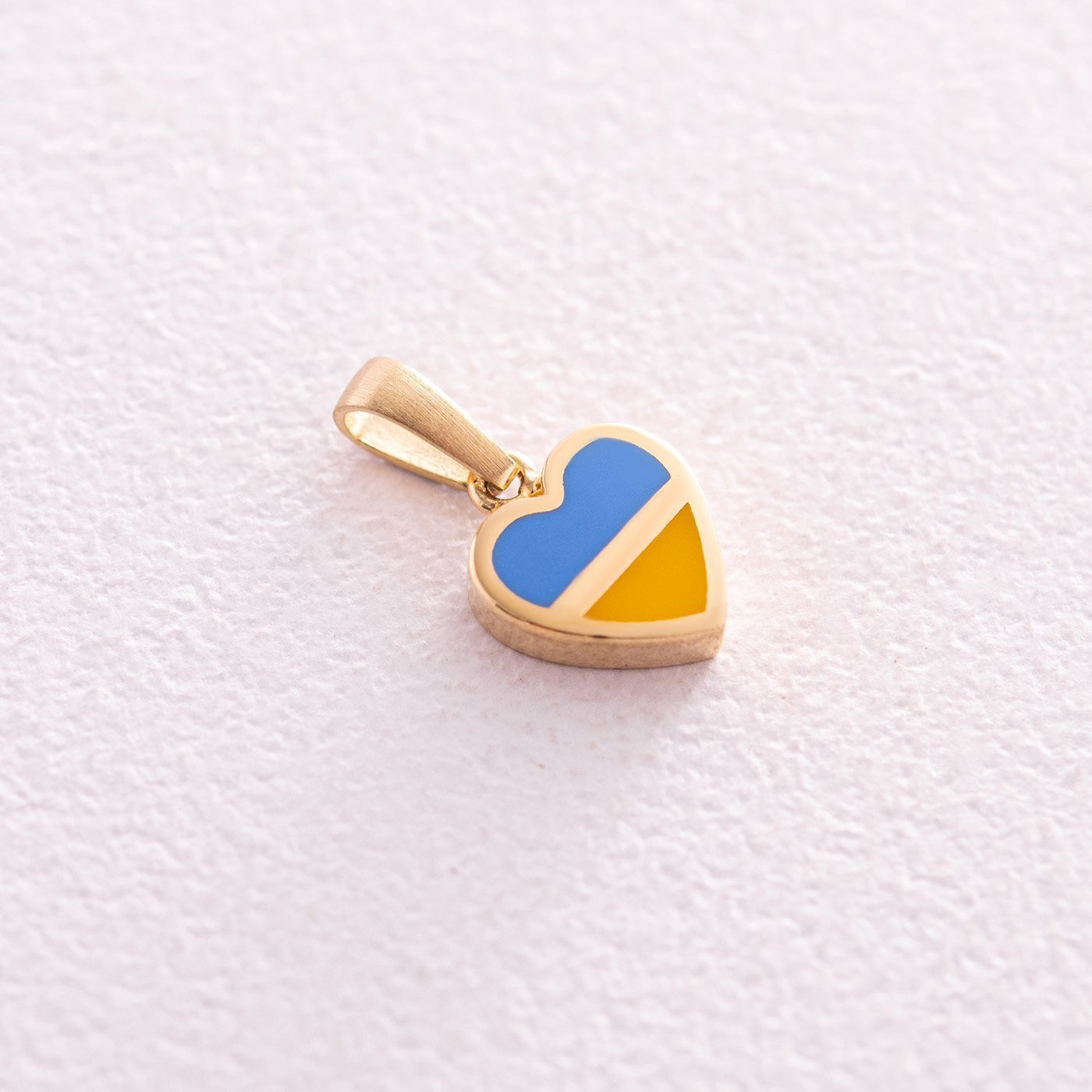 Gold Pendant "With Ukraine in the heart" (blue and yellow enamel)