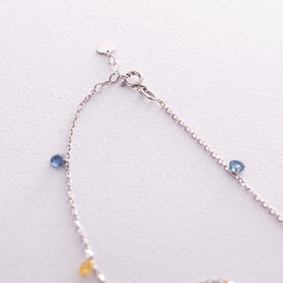 Silver anklet "Ukraine" (blue and yellow cubic zirconia)