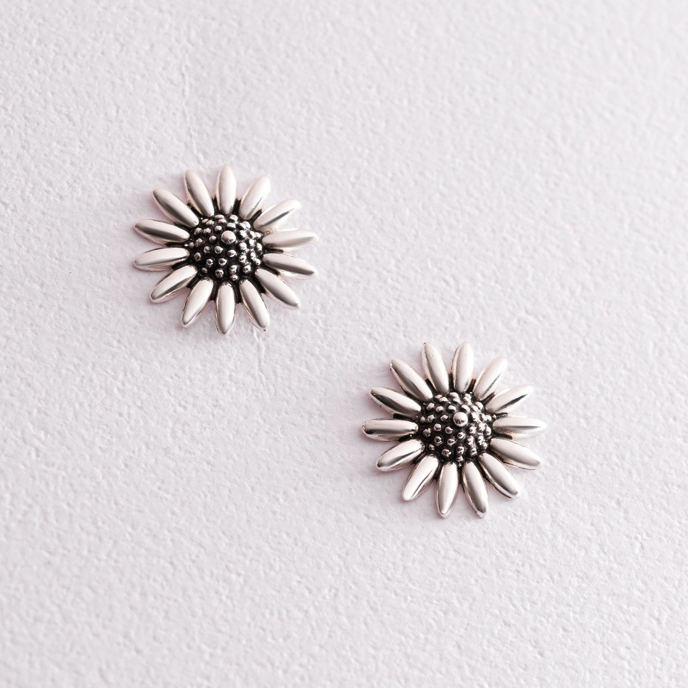 Silver Sunflowers Stud Earrings