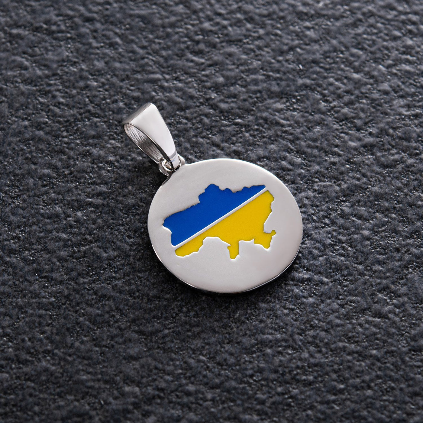 Silver pendant "Map of Ukraine" with enamel