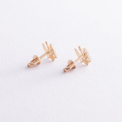 Gold Stud Earrings "Coat of arms of Ukraine - Trident"