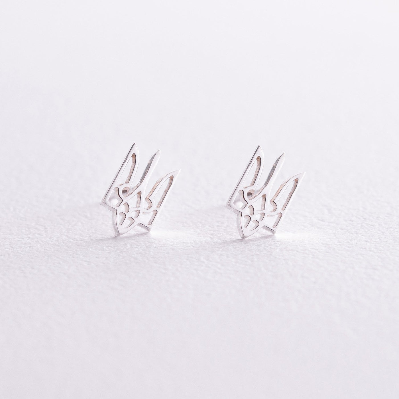 Silver Stud Earrings "Coat of arms of Ukraine - Trident"