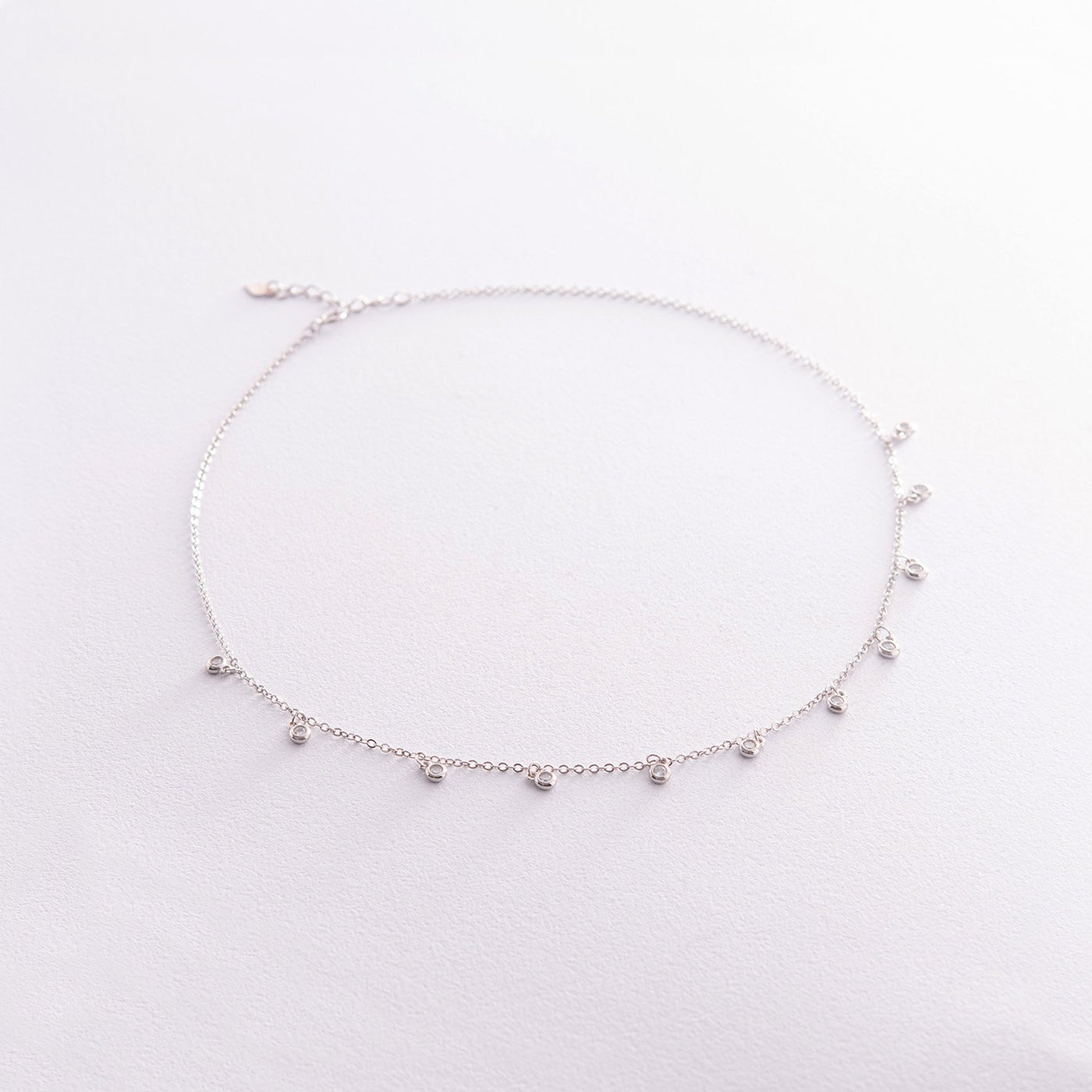 Silver necklace with cubic zirconia