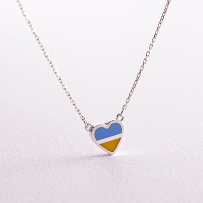 Gold Necklace "With Ukraine in the heart" (blue and yellow enamel)